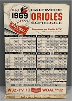 1969 Baltimore Orioles Schedule National Beer Sign