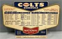 1967 Colts National Beer Schedule Sign