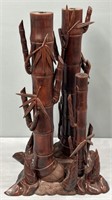 Carved Wood Bamboo Chute Figure