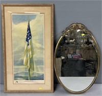 Patriotic American Flag Print; Eagle Top Mirror