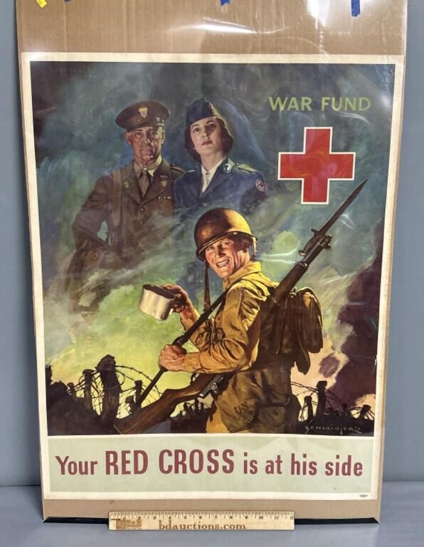 WWII 1943 American Red Cross War Fund Poster