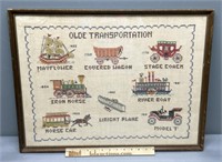 Embroidered Cross Stitch “Olde Transportation”