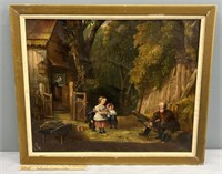 Antique Victorian Oil Painting on Canvas