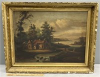 Antique Landscape Oil Painting on Canvas