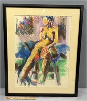 John F Bledsoe Nude Portrait Pastel Painting