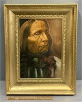 Native American Portrait Oil Painting on Board