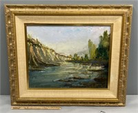 Gino Manelli River Landscape Oil Painting