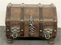 VTG Wood Jewelry Box Pirate Treasure Box, LionHead