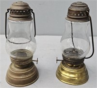 2 Skaters Lanterns Brass & Glass