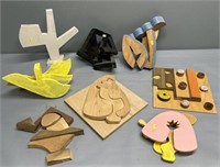 Modern Wood Sculpture Lot Collection Scuris