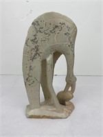 Vtg Egret or Crane w/ Egg Stone Carving