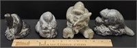 4 Carved Soap Stone Sculptures Canada Signed