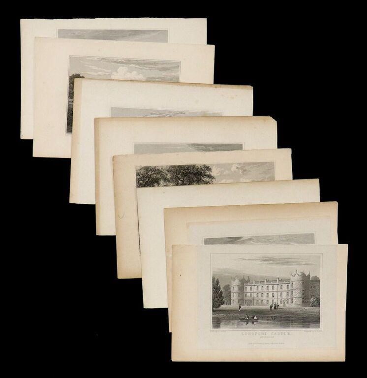 Lot of 8 Engravings, 19th c. Architecture
