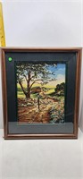 Framed NEEDLEPOINT Country Home 22"x26"