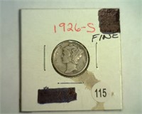 1926-S MERCURY DIME FINE