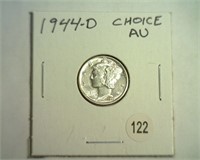 1944-D MERCURY DIME CHOICE AU