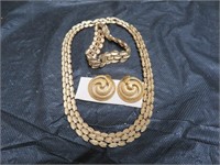Vintage Crown Trifari Necklace-Bracelet & Earrings