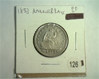 1953 ARROWS AND RAYS SEATED LIBERTY QUARTER XF