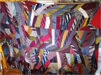 102x78" Silk Tie Crazy Quilt