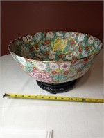 14" Ceramic Enameled Bowl w/Stand