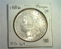 1886 MORGAN SILVER DOLLAR MS64