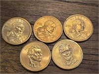 5 US Mint $1 Coins, 3 Sacagawea 2000-P, James