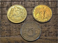 3 non currency coins, Good Luck, Guardian angels