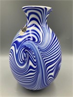 Barber  Era Blue & White Labryinth Vase