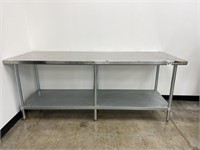 NSF stainless steel work table. 8' X 30in x 34in