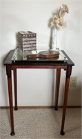 Wood Side Table w\Mirror Tray Bundle