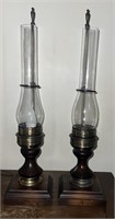 2pc Vntg Oil Style Electric Lamps