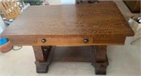 Antique Tiger Oak Desk w drawer 4 foot l x 28