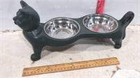 Cast Iron Cat Food And Water Dish Hiolder