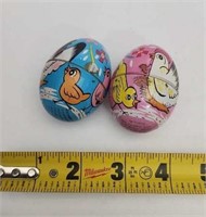Tin Lithograph Easter Egg Candy Container Chicks