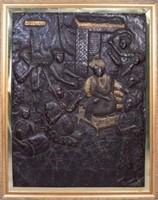 IMPORTANT LARGE INDIAN EMBOSSED COPPER PANEL