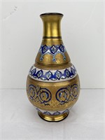 Vintage Qatari Signed Cobalt & Gold Decorated Vase