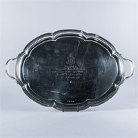 LARGE STERLING SILVER HANDLED SERVING TRAY