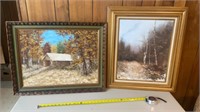 Signed Framed Wall Art, covered bridge 29 x 23,