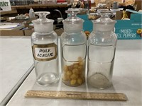 Three Matching Apothecary Bottles