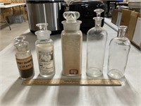 Five Antique Apothecary Bottles