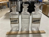Three Antique Apothecary Bottles