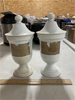 Two Matching Antique Ceramic Apothecary Jars