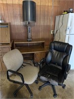 Computer Desk, Two Chairs, Table Lamp Broken