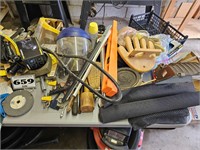 Table of tools, hardware, stuff from workshop