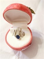 Silver Blue Sapphire Ring, Size 7.25. Value $80