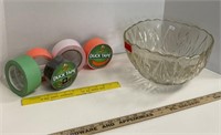Duck Tape 4-2 NIP & Large Cut Glass Bowl
