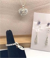 Swarovski elements in SS necklace earrings and