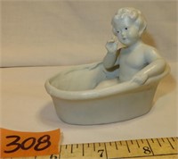 ANTIQUE German Bisque Baby in tub