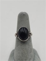 Onyx Sterling Silver Ring Size 6.5