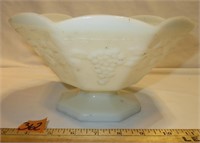 Anchor Hocking Milk Glass Grape Pattern Footed Bow